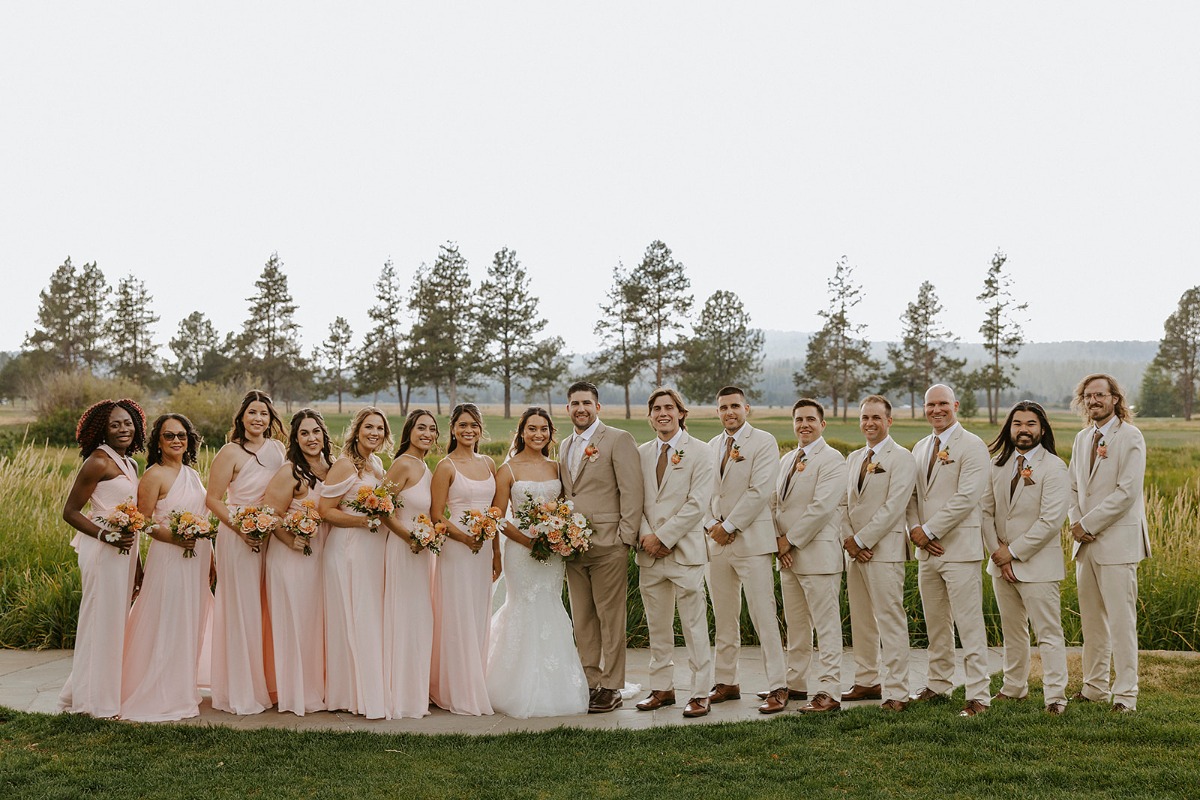 light-colored wedding party attire