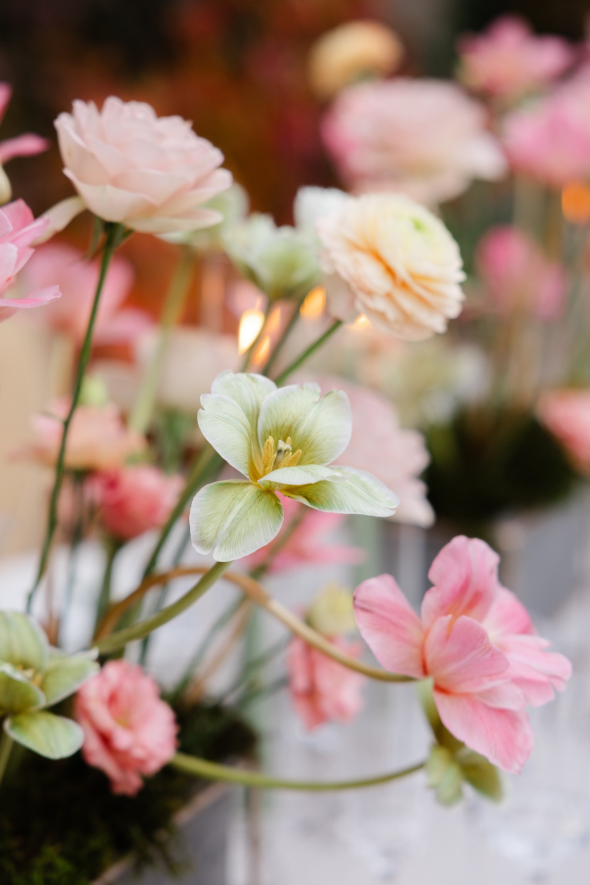 Gorgeous organic pastel wedding flowers at French chateau