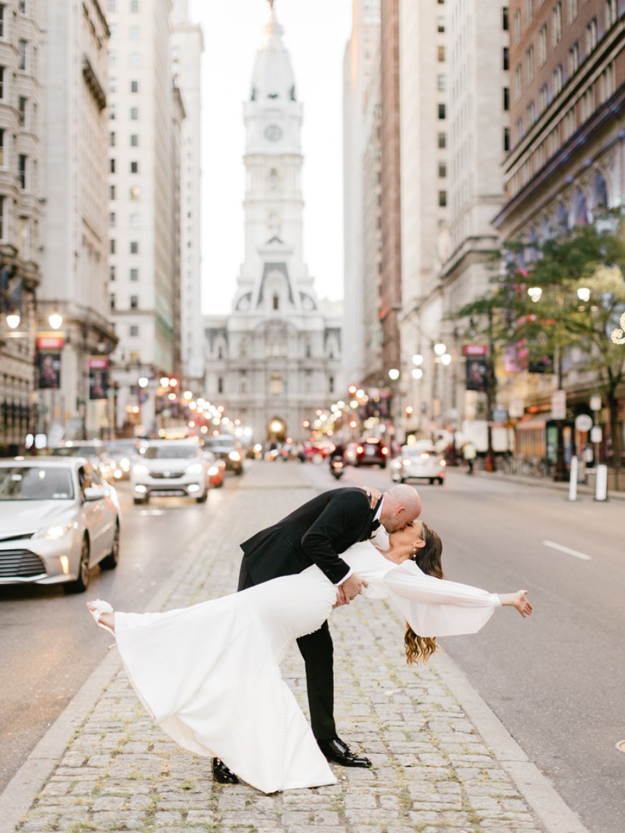 Fall in love with Philly at this playful pink and white wedding