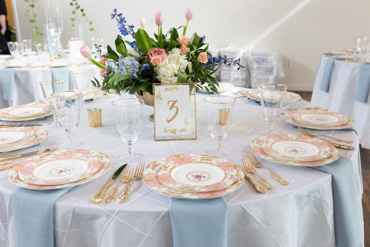 pink French-inspired placesettings