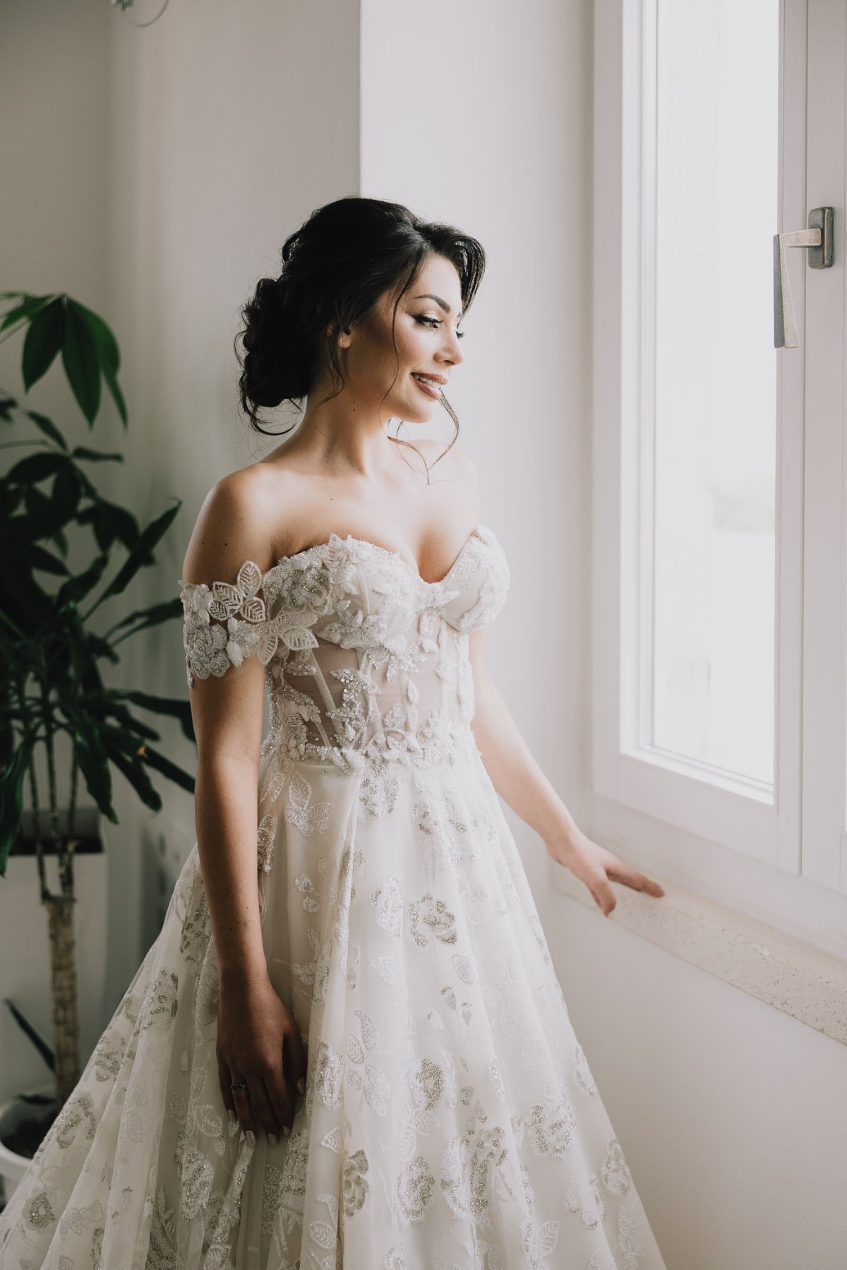 couture floral applique wedding dress