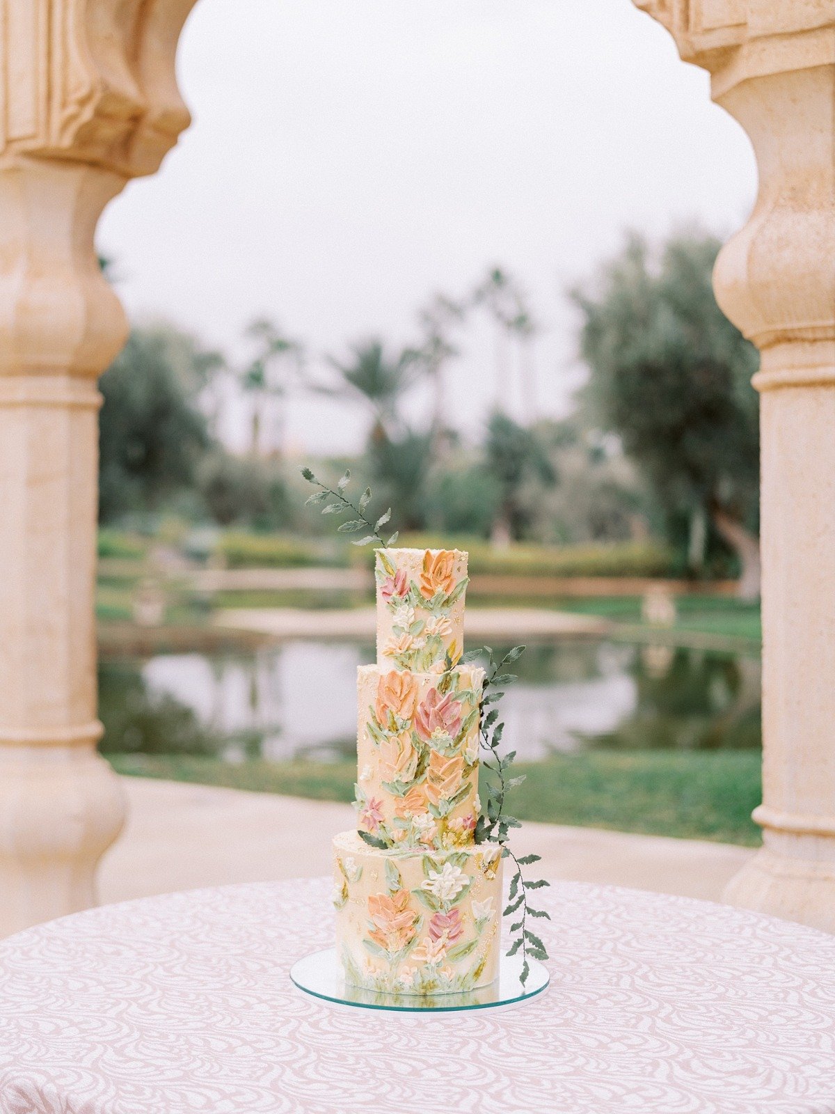 textured watercolor-inspired wedding cake