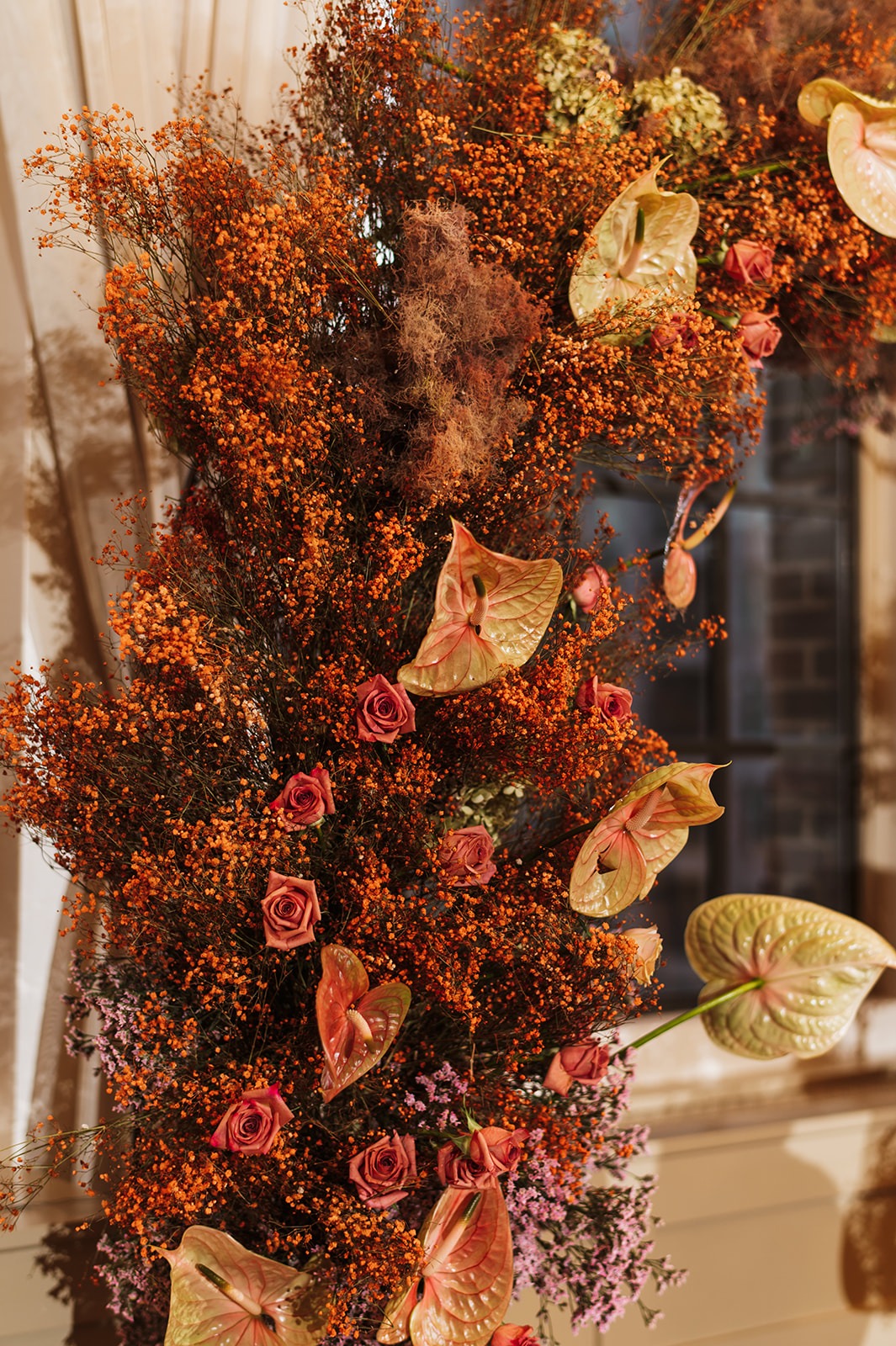 ombre autumn floral installatio