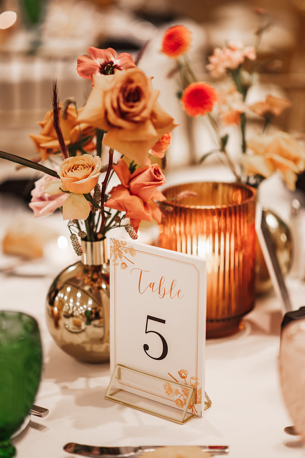 gold watercolor table numbers