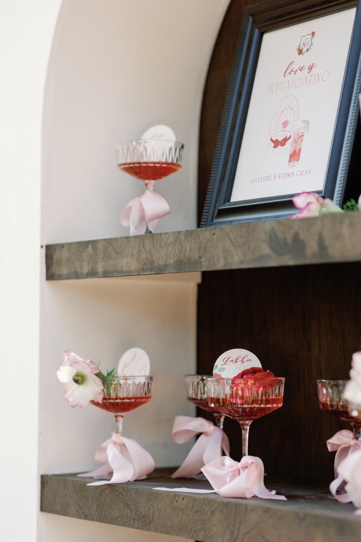 Modern vintage wedding cocktails for custom escort wall