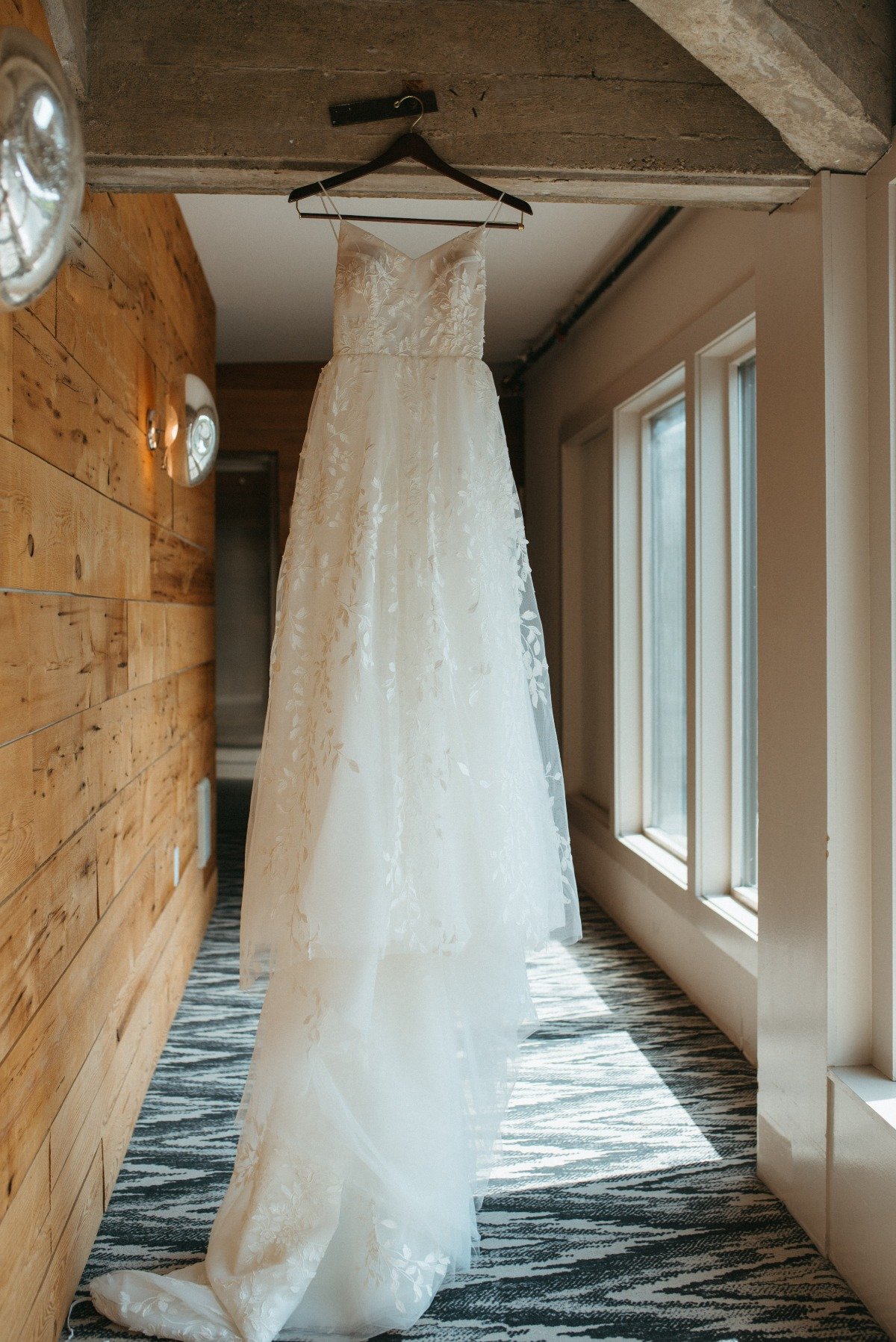 Floral textured tulle wedding dress by Vagabond Bridal