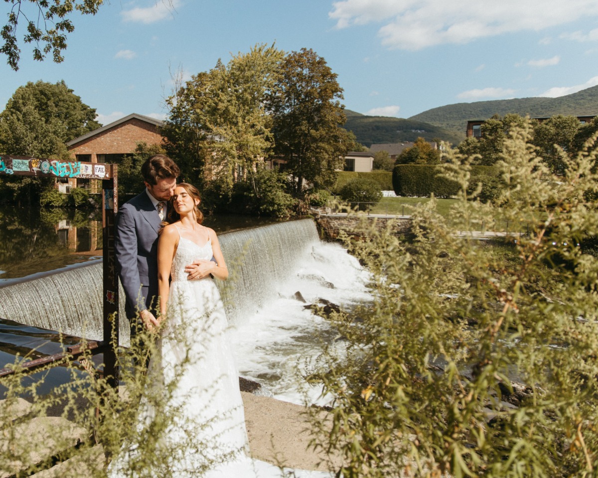 Modern Hudson Valley New York wedding venue with waterfall 