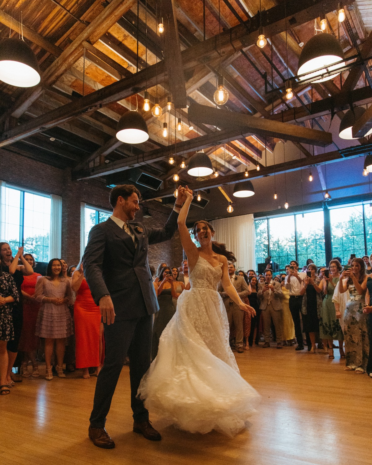 Romantic first dance at Hudson Valley industrial wedding 