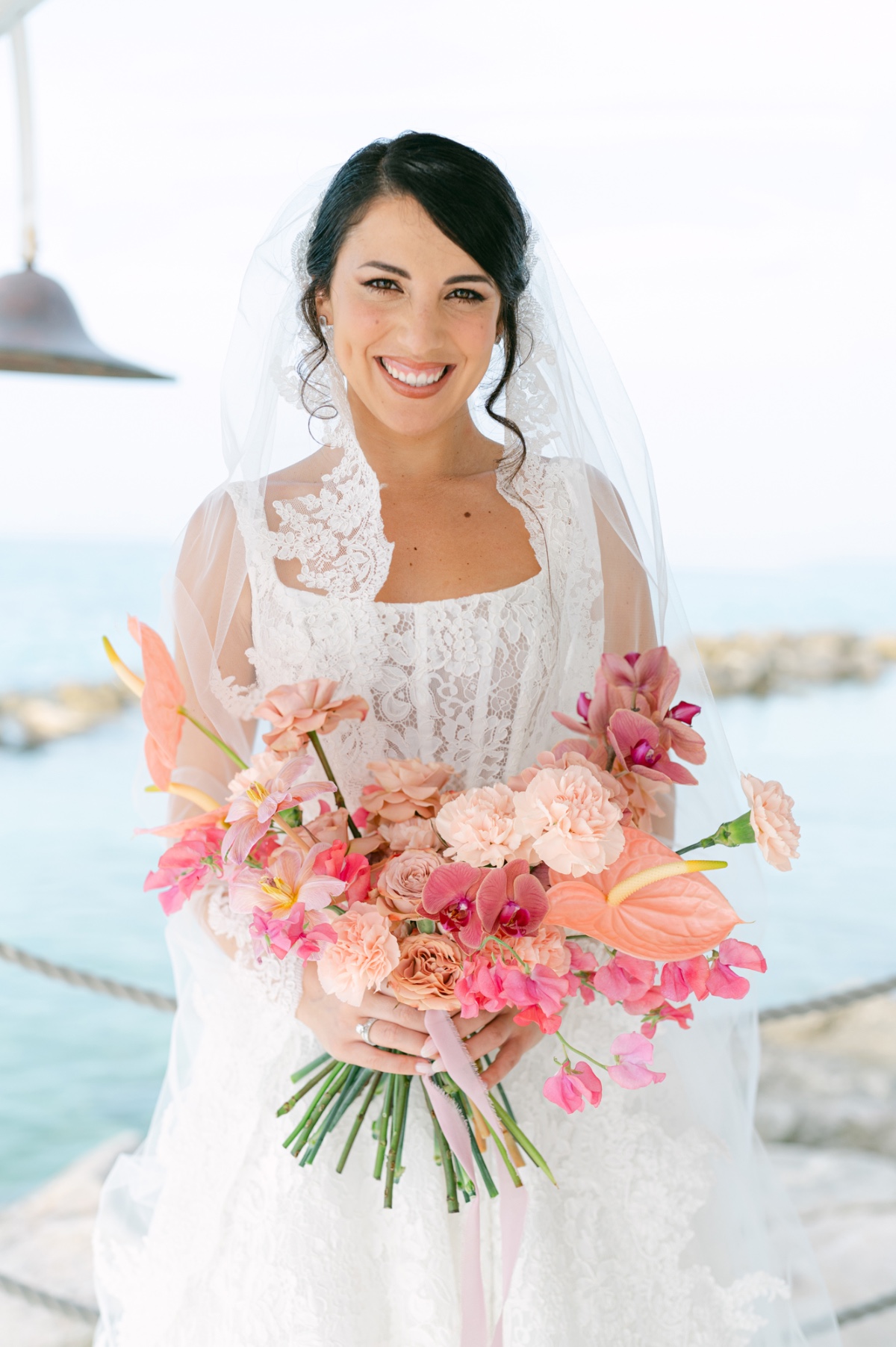 pink and peach bridal bouquet