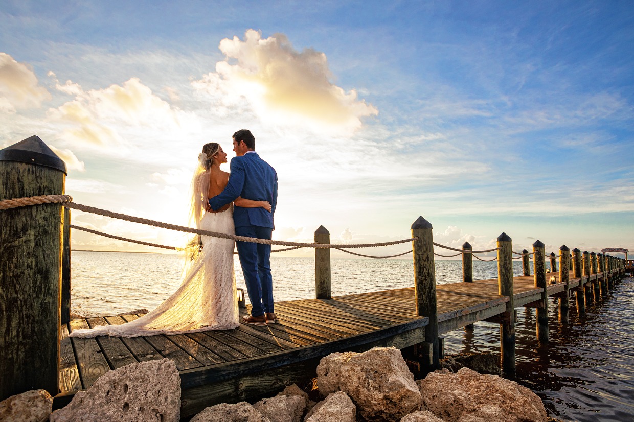 wedding in the florida keys on a bridge
