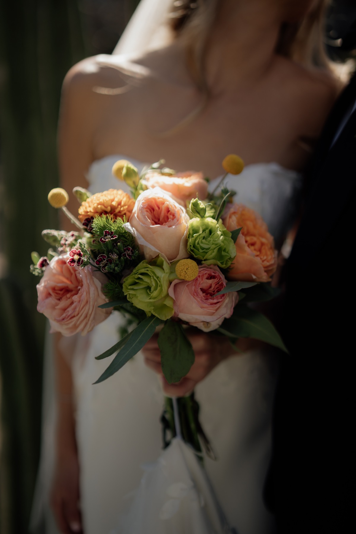 pink and green bridal bouquet