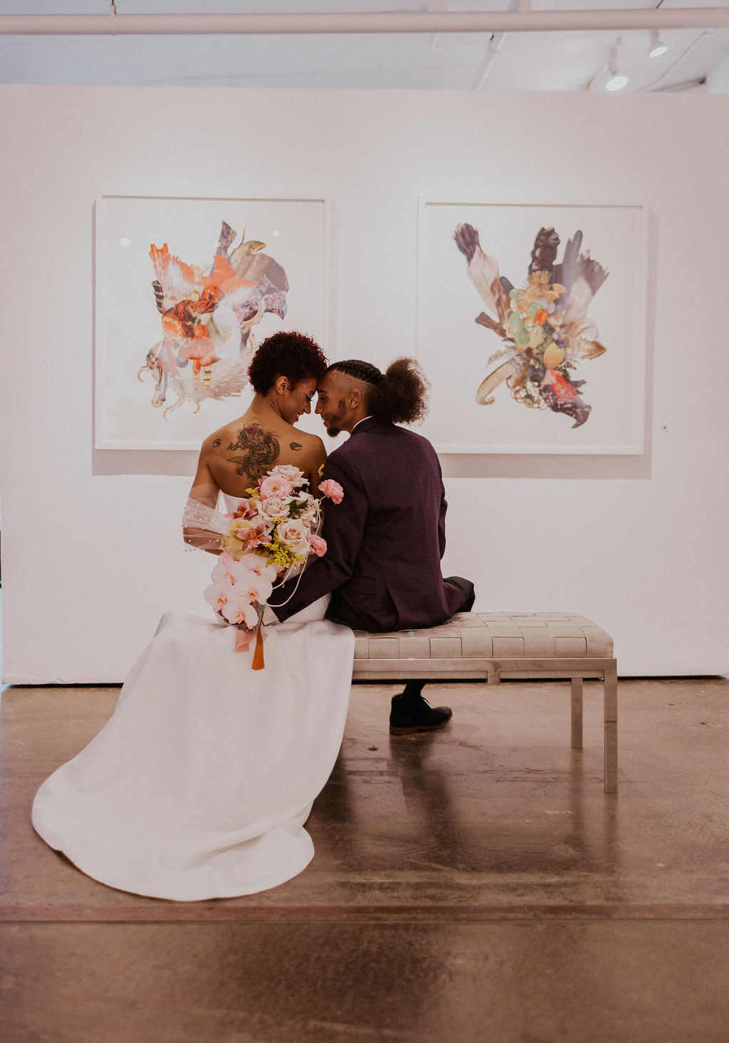 modern wedding at art gallery in denver 