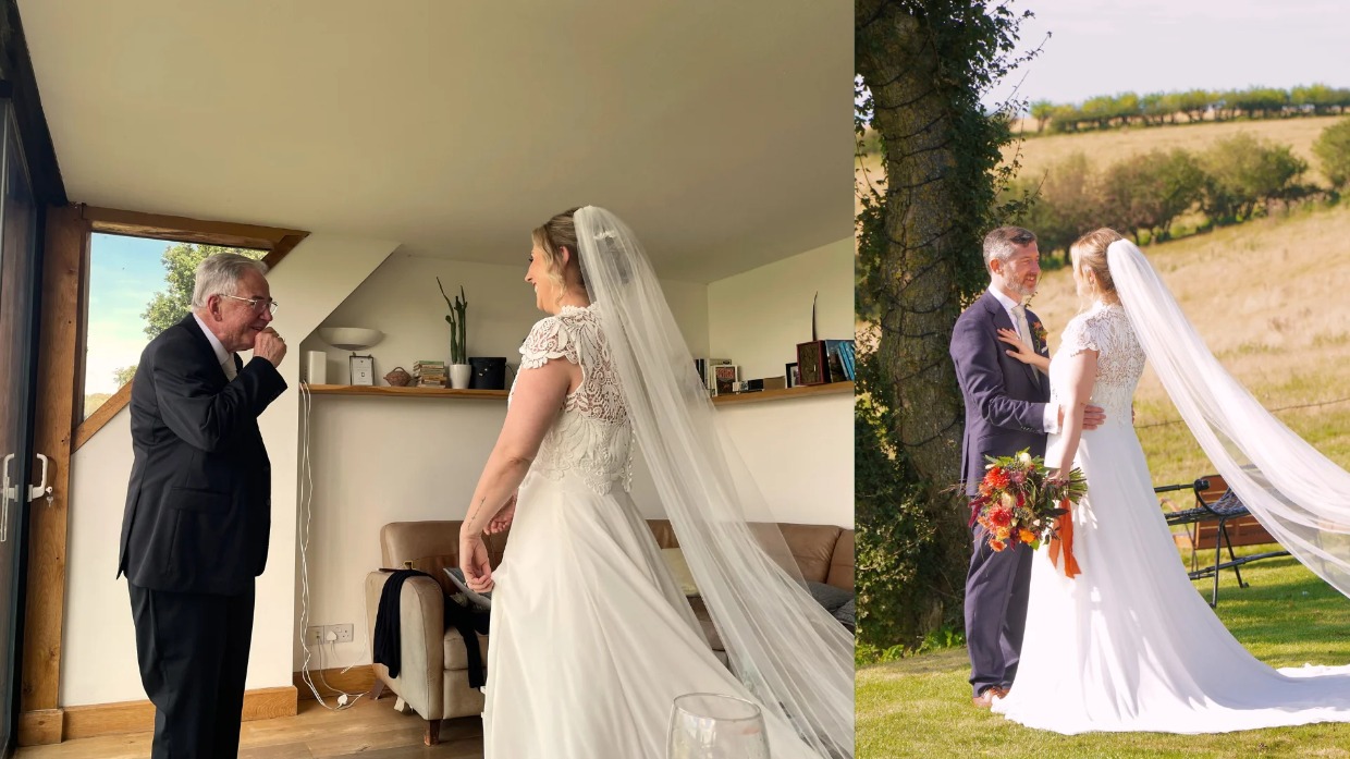 Comparison of two unique guest-captured images at a wedding