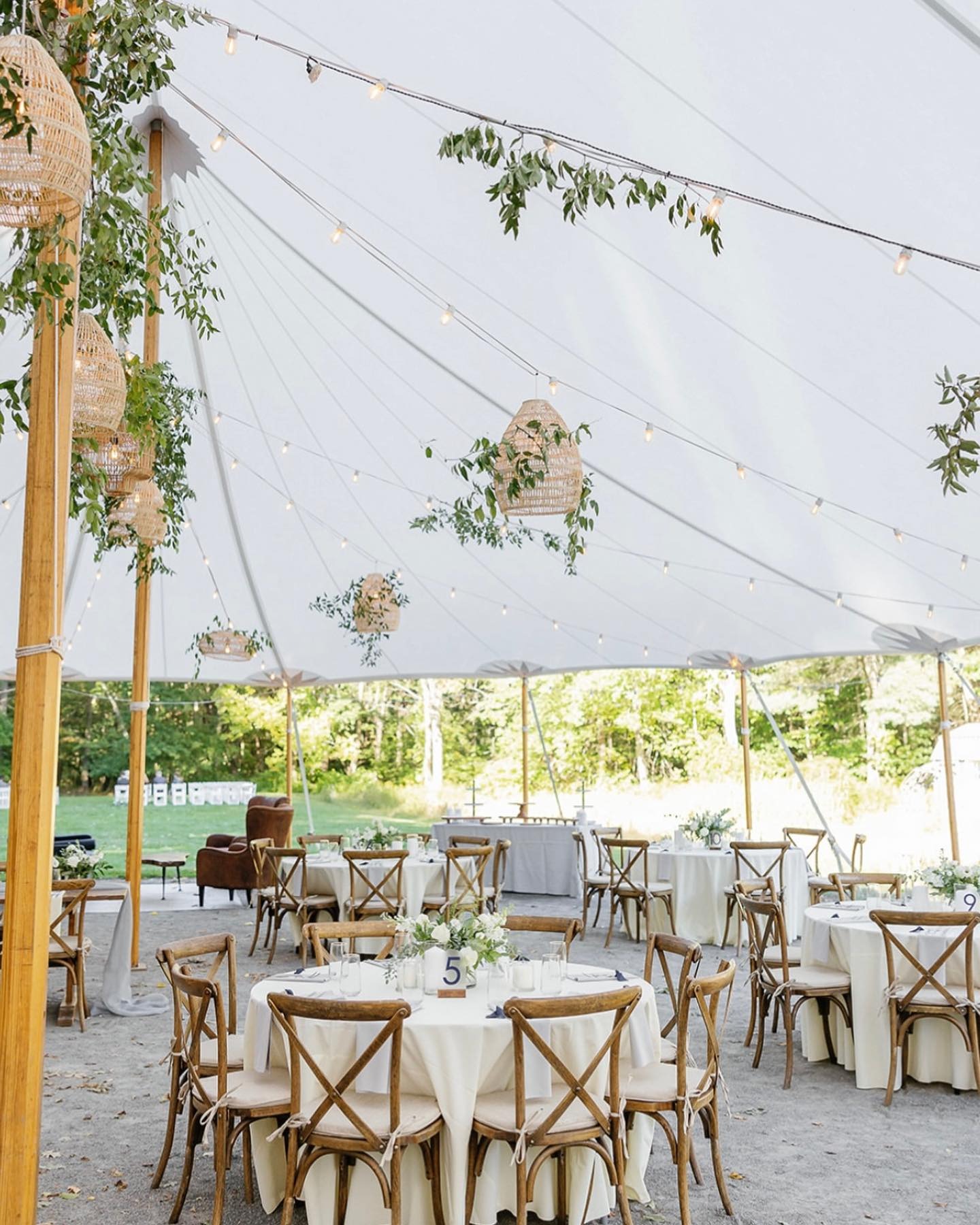 tented reception at arrowheads estate in maine