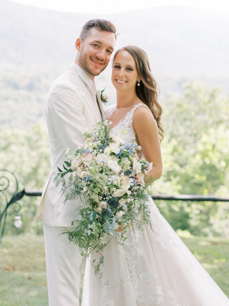 A dreamy hillside Vermont wedding with something blue florals