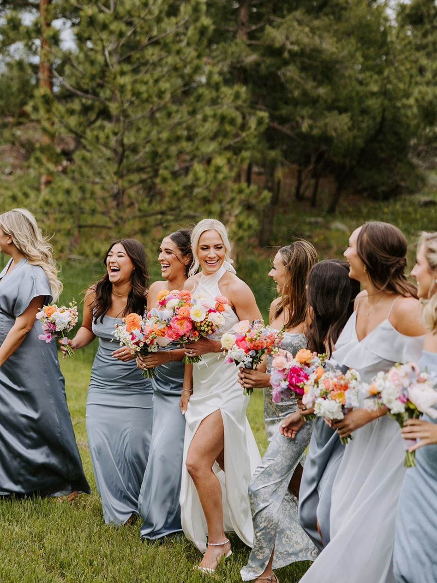 Colorful wildflowers popped at this modern Colorado barn wedding