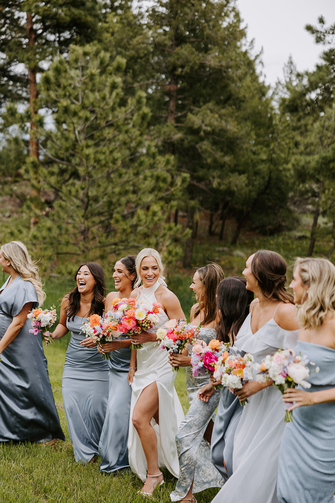 Colorful wildflowers popped at this modern Colorado barn wedding