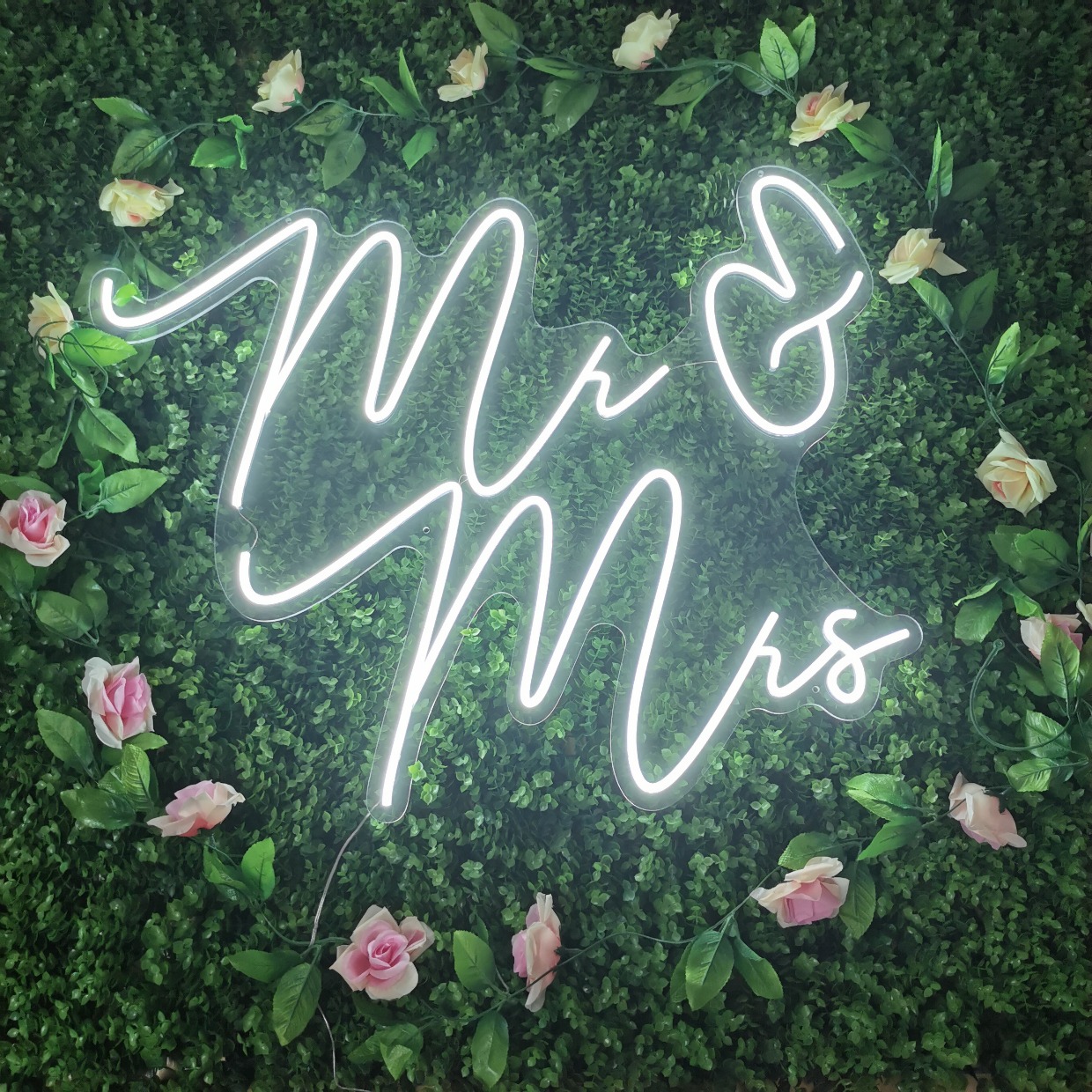 mr and mrs wedding neon sign from one neon