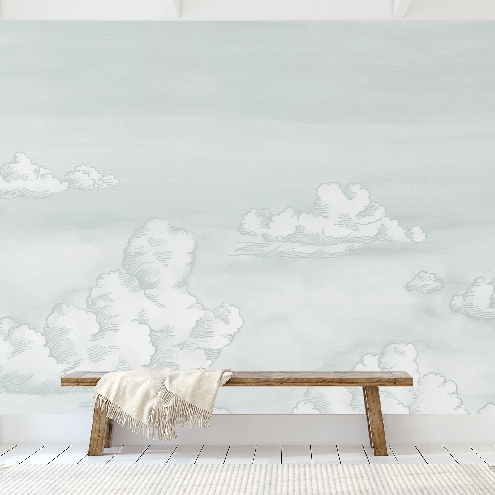 large format custom cloud mural by love vs design