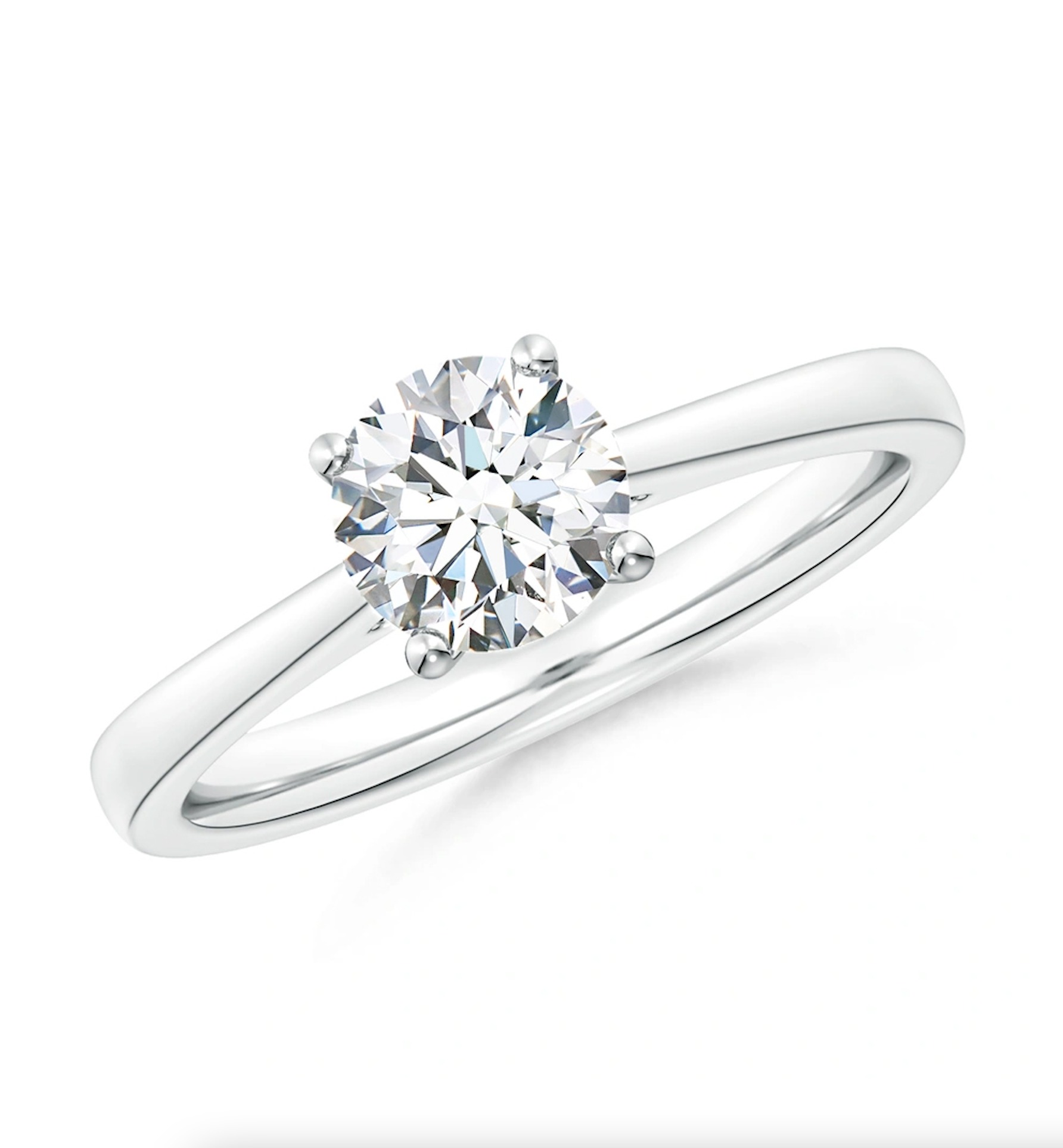 Lab-Grown Round Diamond Reverse Tapered Shank Cathedral Engagement Ring