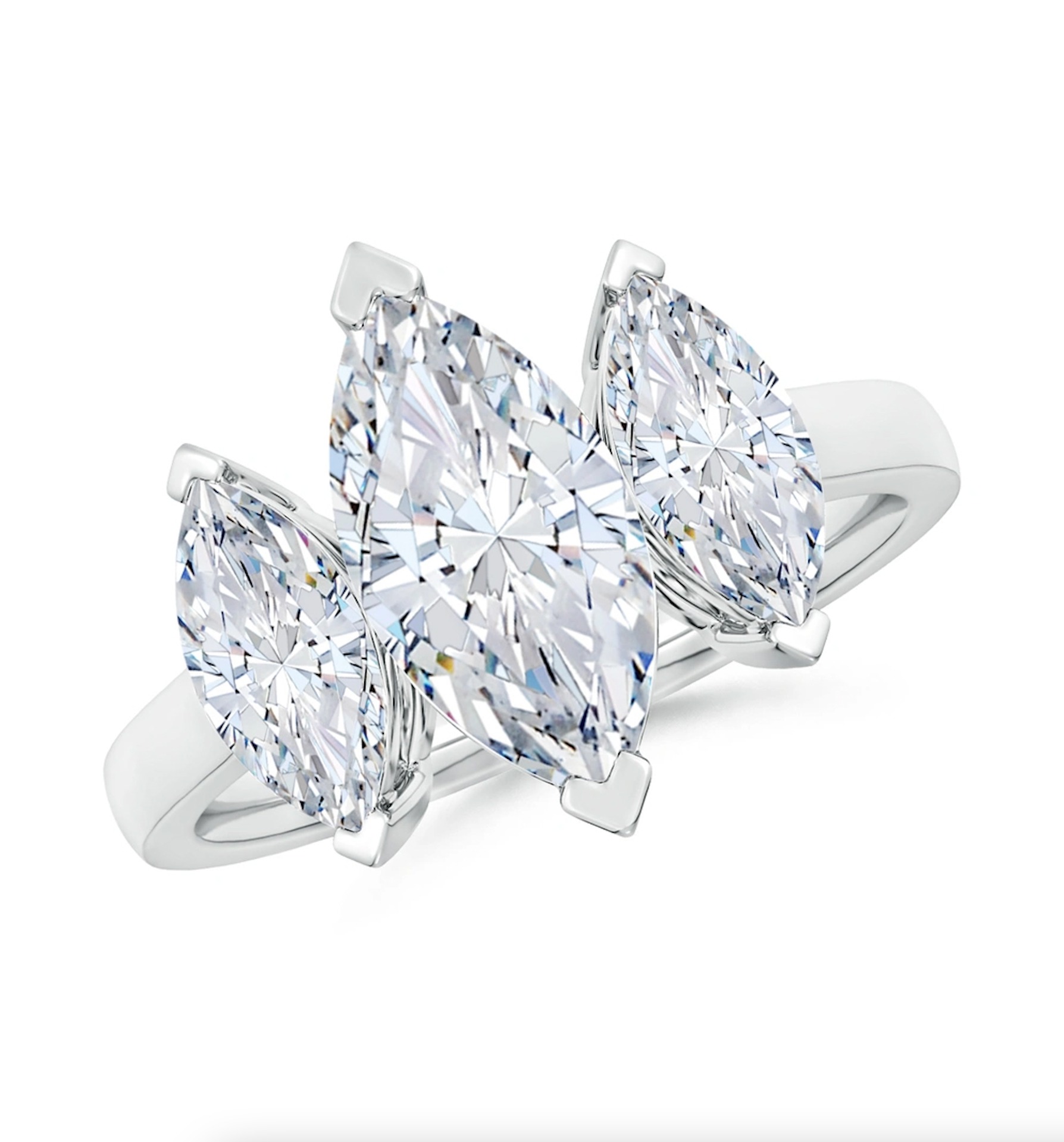 Lab-Grown Marquise Diamond Three Stone Classic Engagement Ring