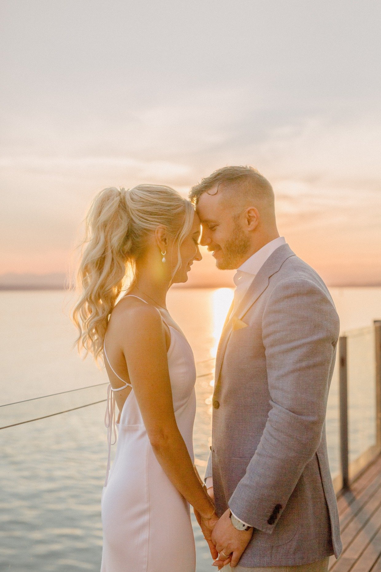 sunset waterfront wedding at the edgewater hotel
