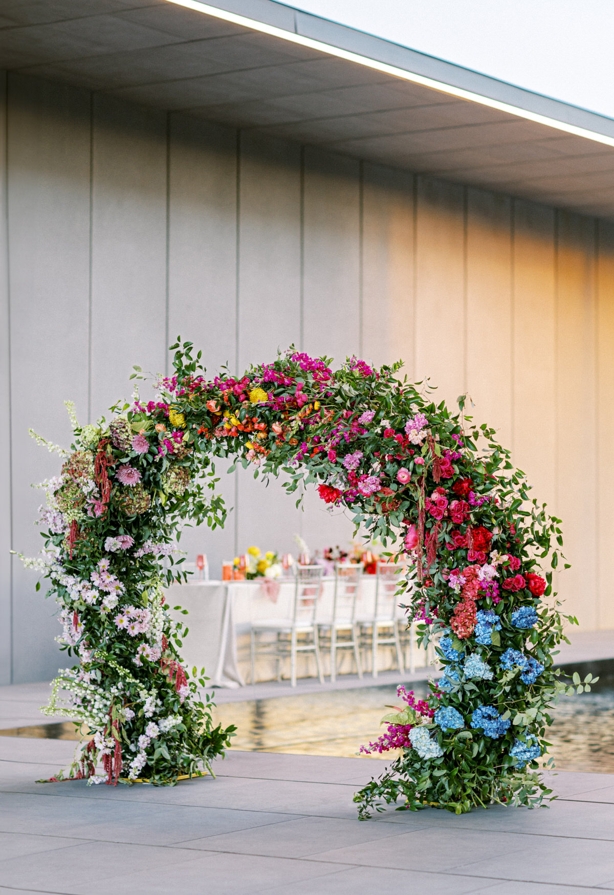 colorful floral wedding arch