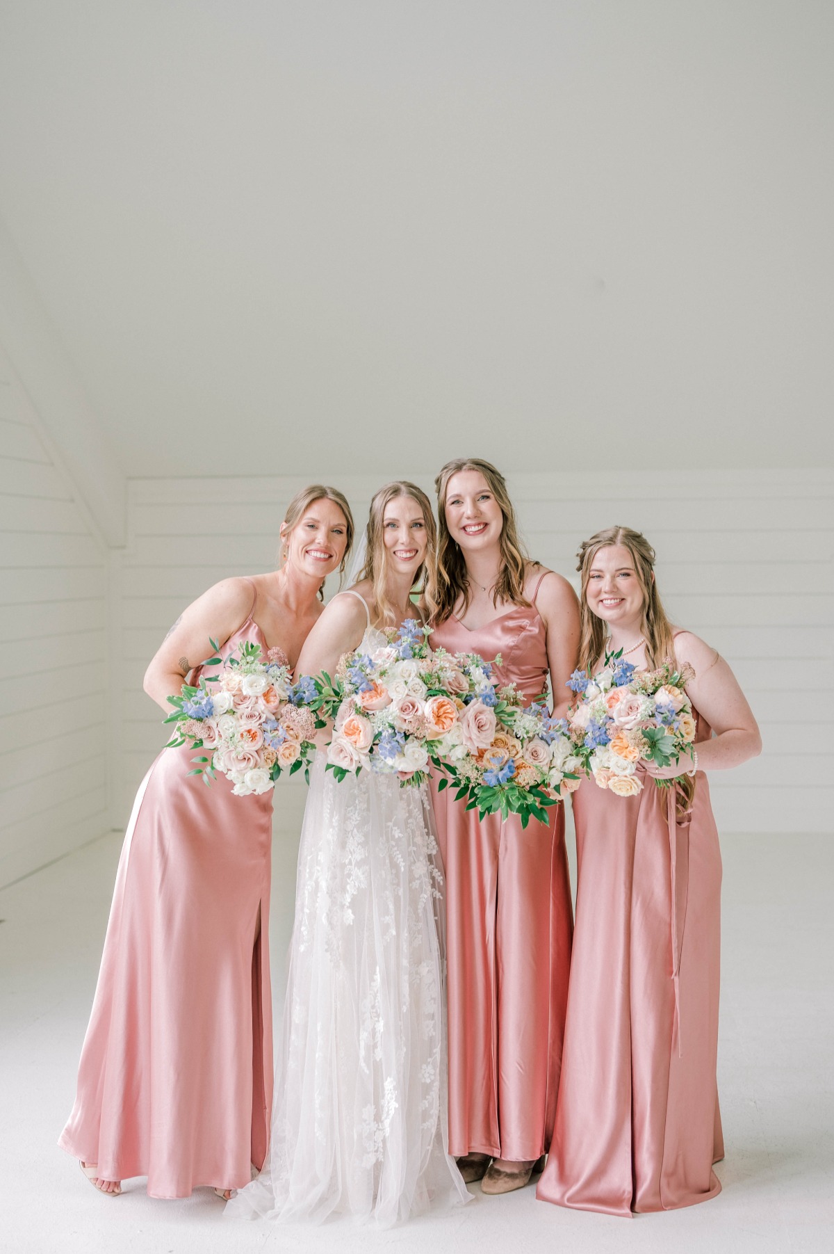 pink silk bridesmaid dresses