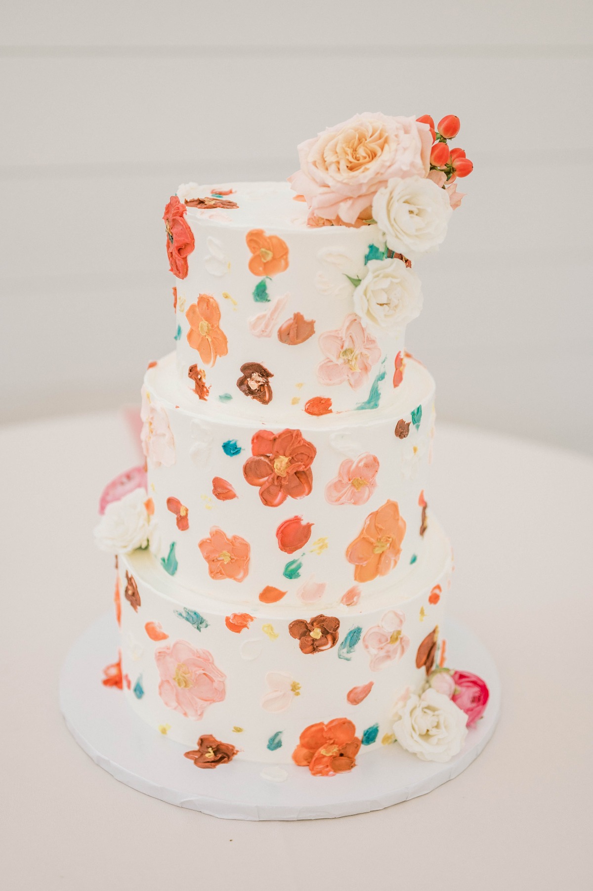 wedding cake with frosting flowers