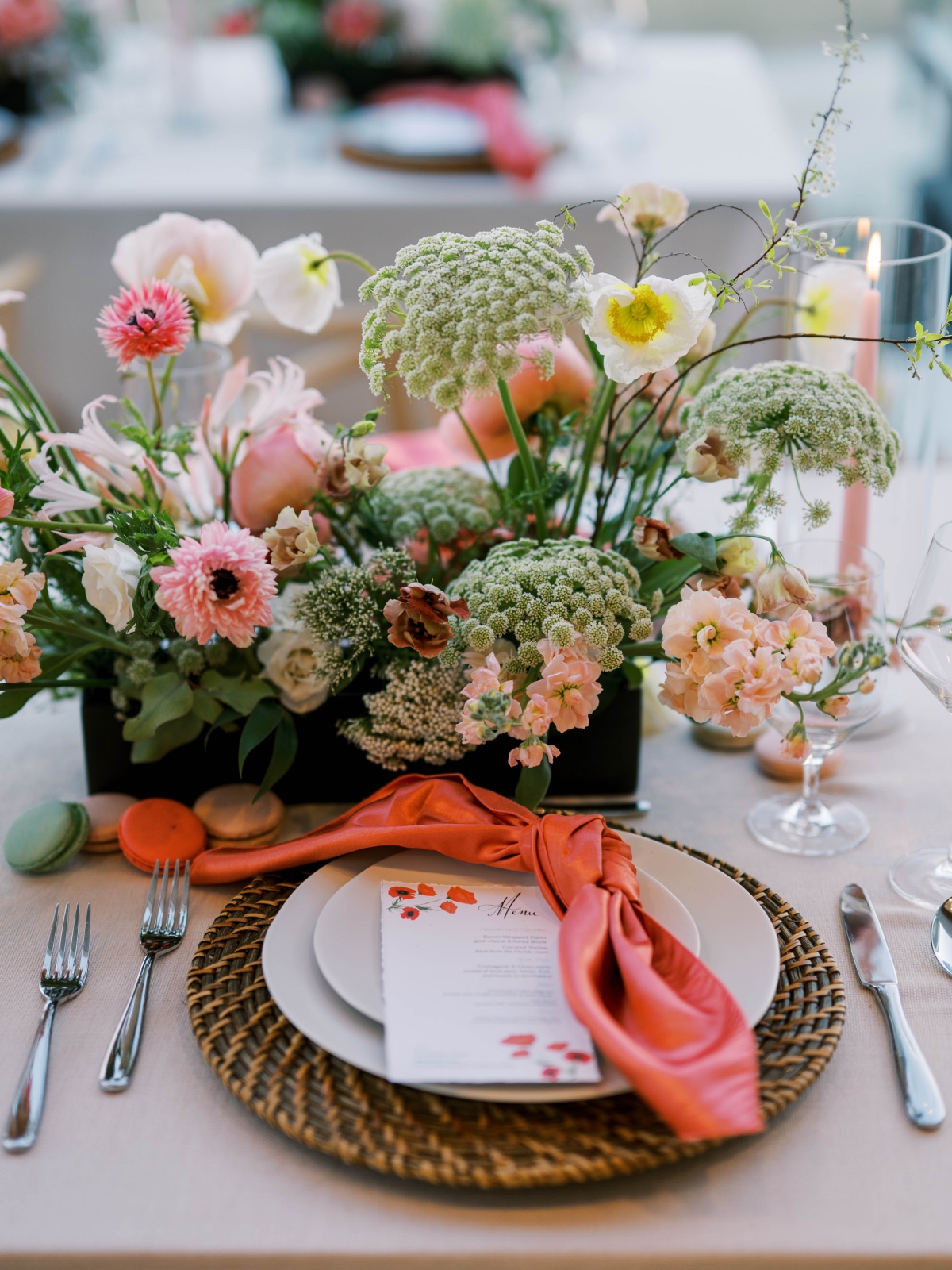 pop of coral placesetting