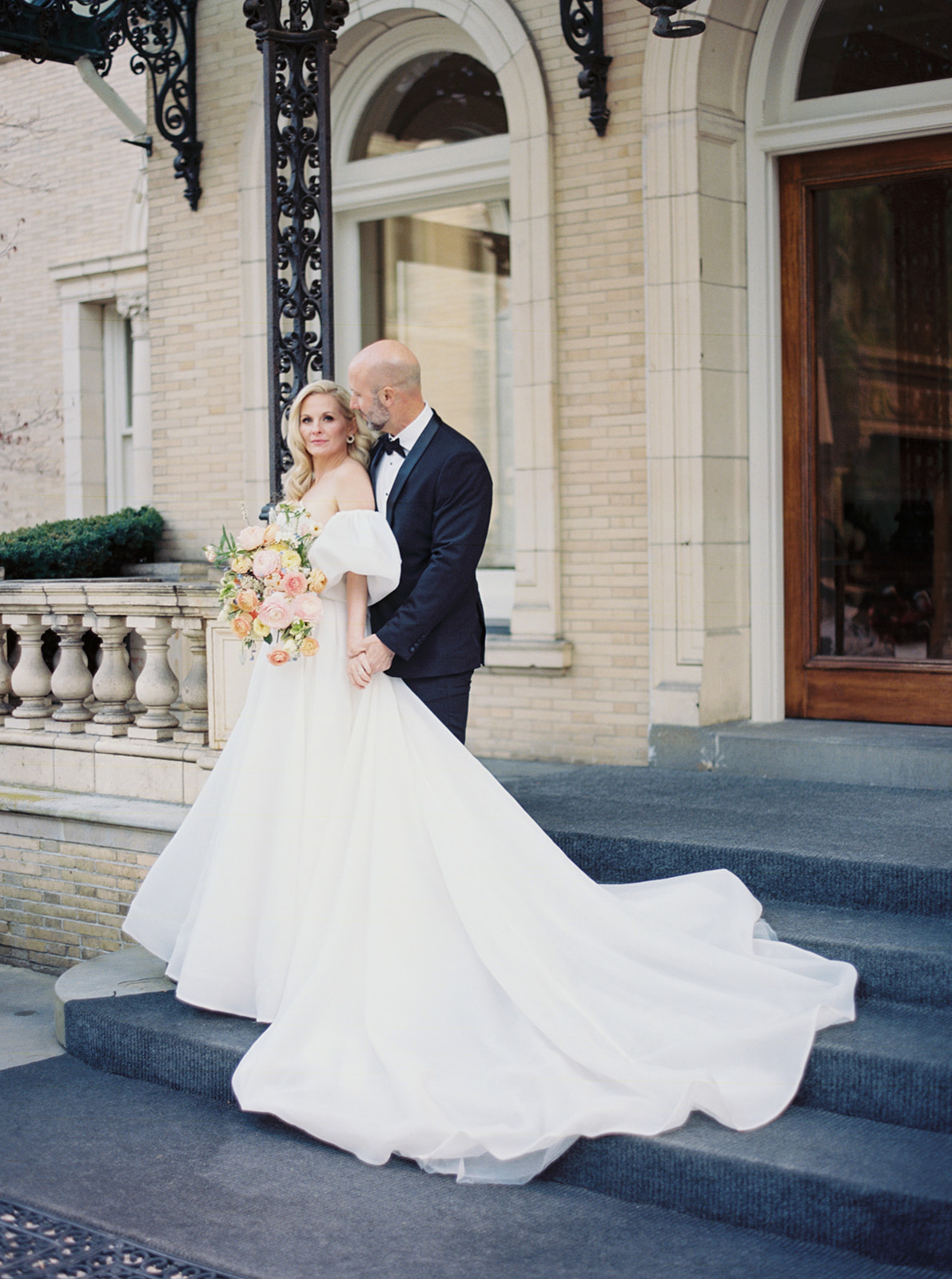 Classic and charming wedding couple at New England estate
