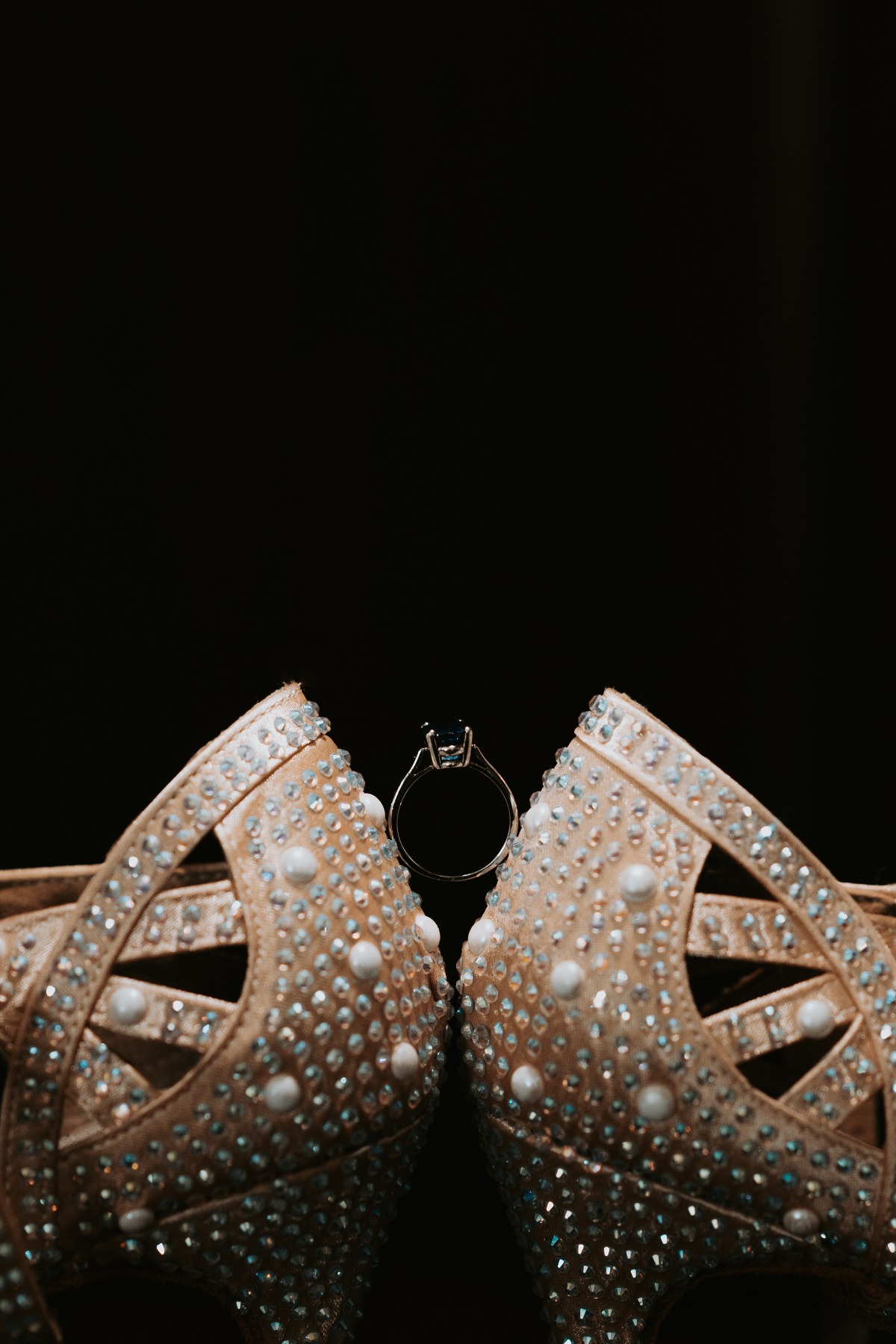 swarvski crystal encrusted nude wedding shoes