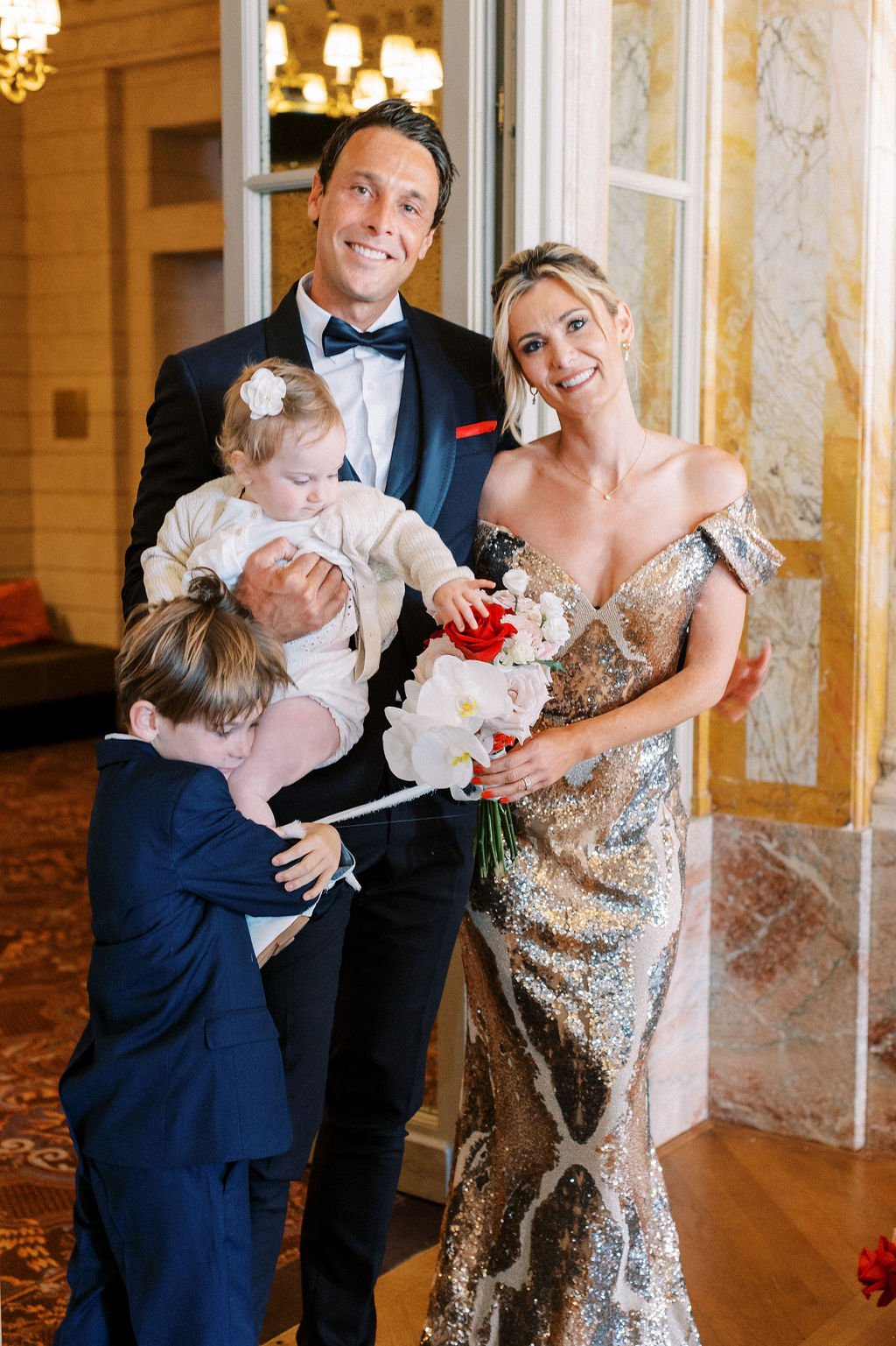 Luxury wedding elopement with children of bride and groom