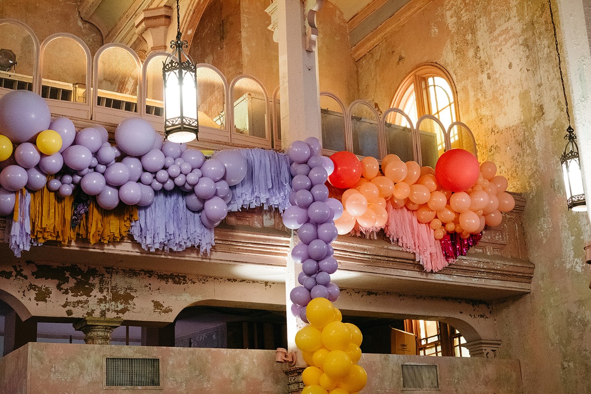 rainbow balloon installation