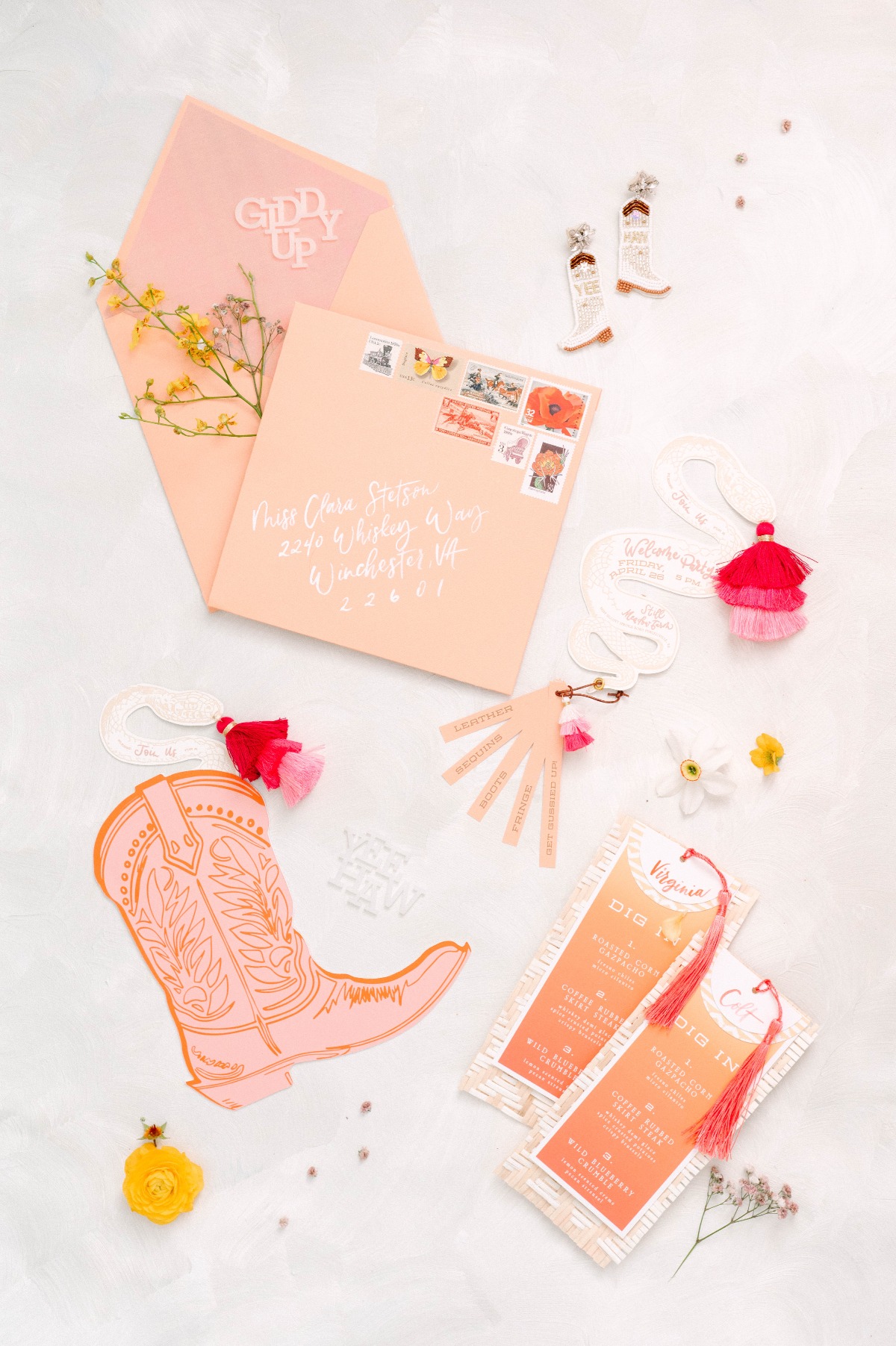 western-themed wedding invitations