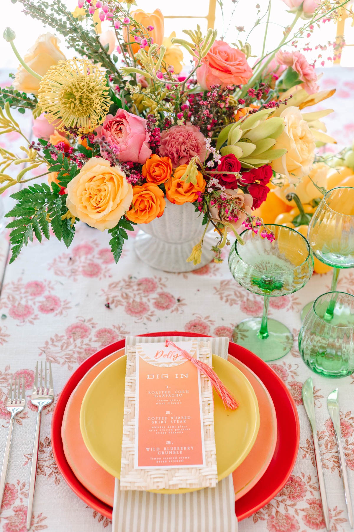 pink custom wedding menus