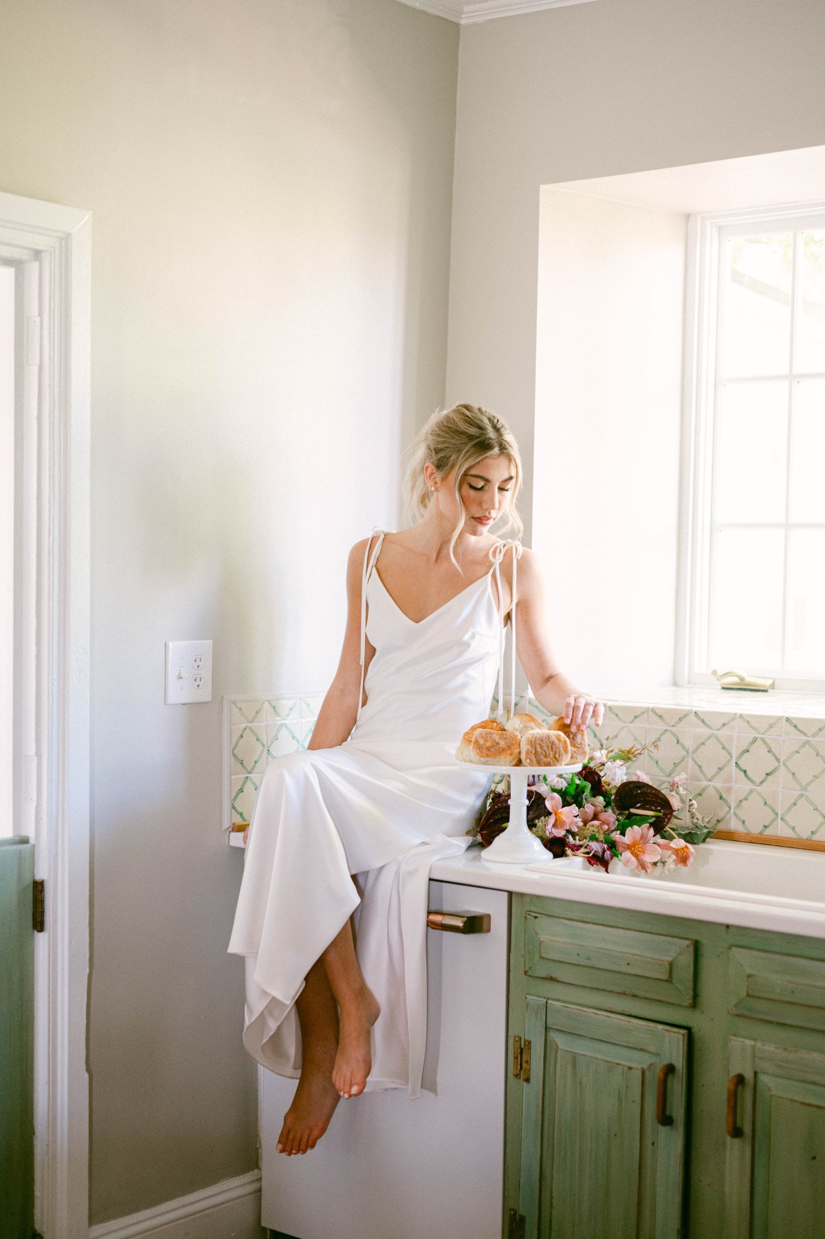 tie spaghetti strap wedding slip dress