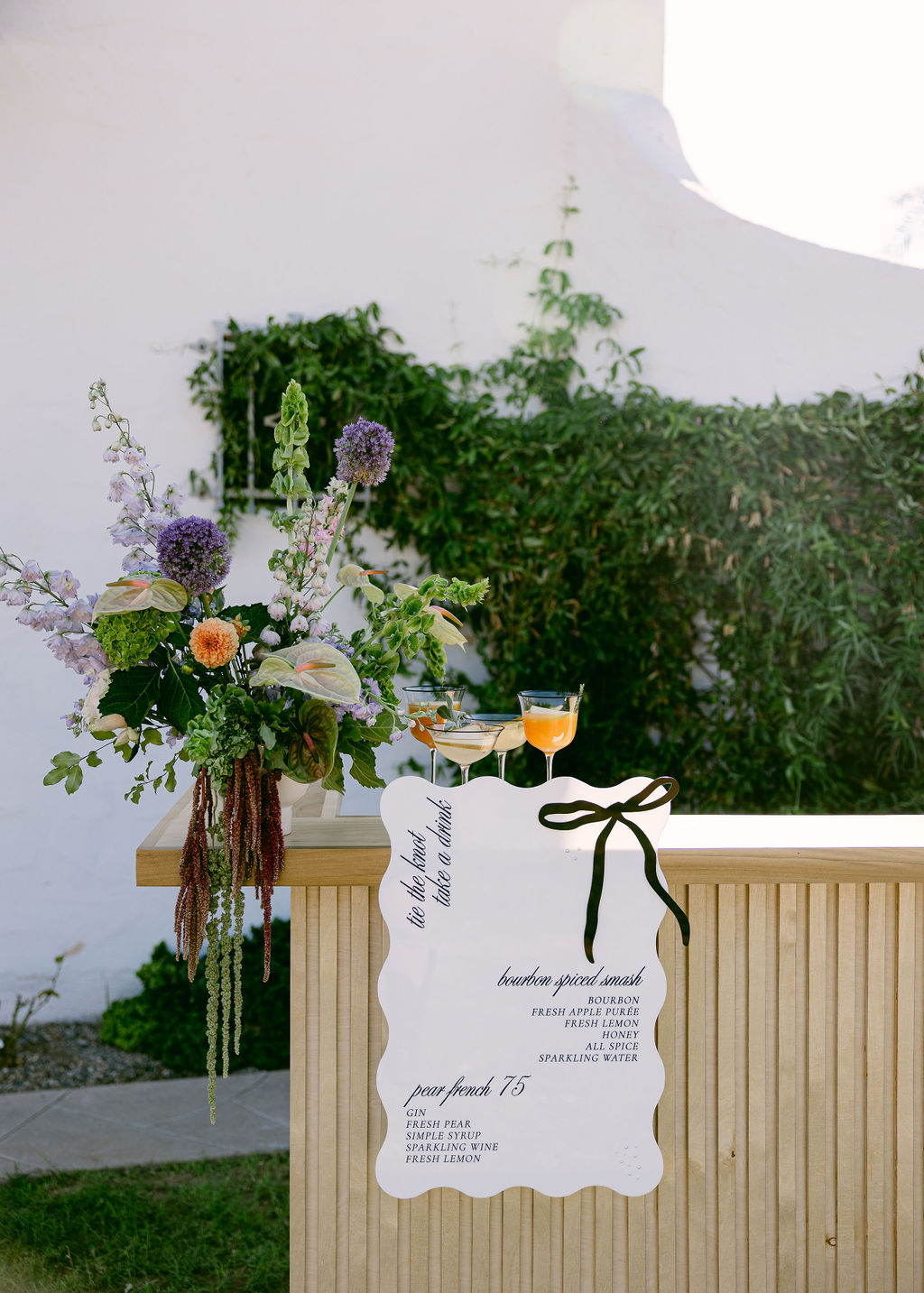 bow-accented bar menu