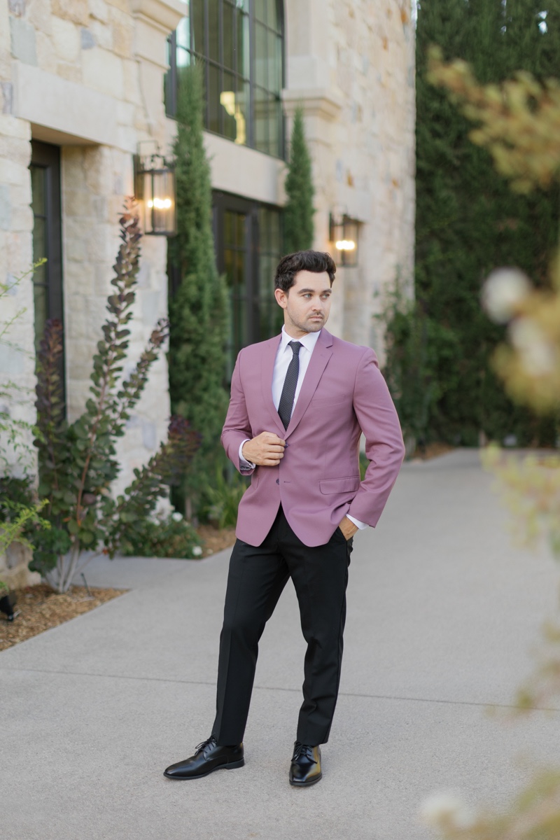 mauve sport coat for groom