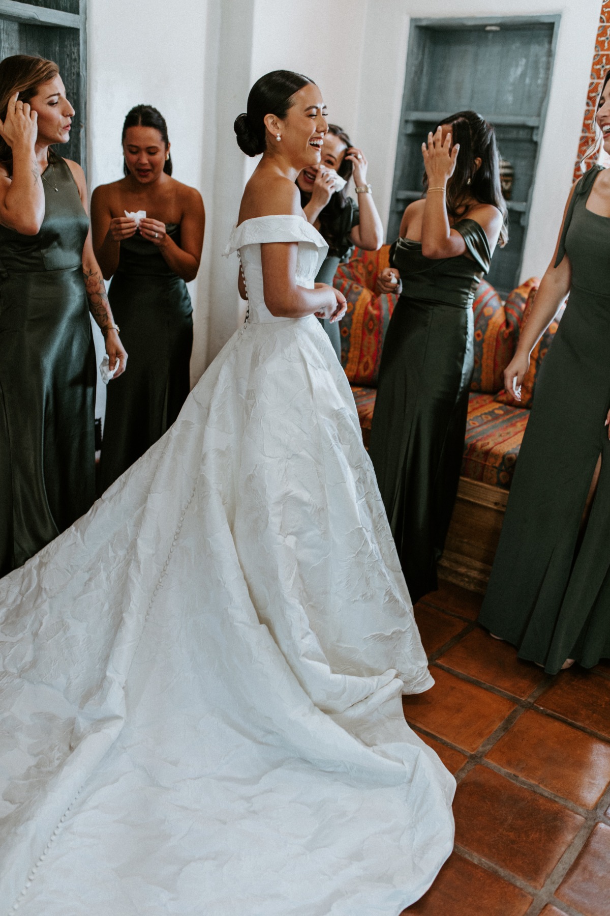 first look with bridesmaids