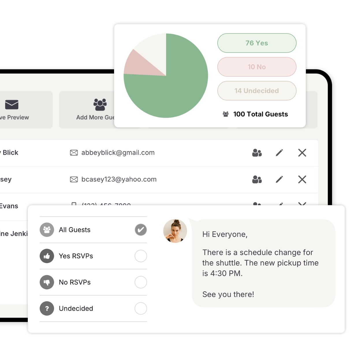 Lovebird  - Features - RSVP & Messages