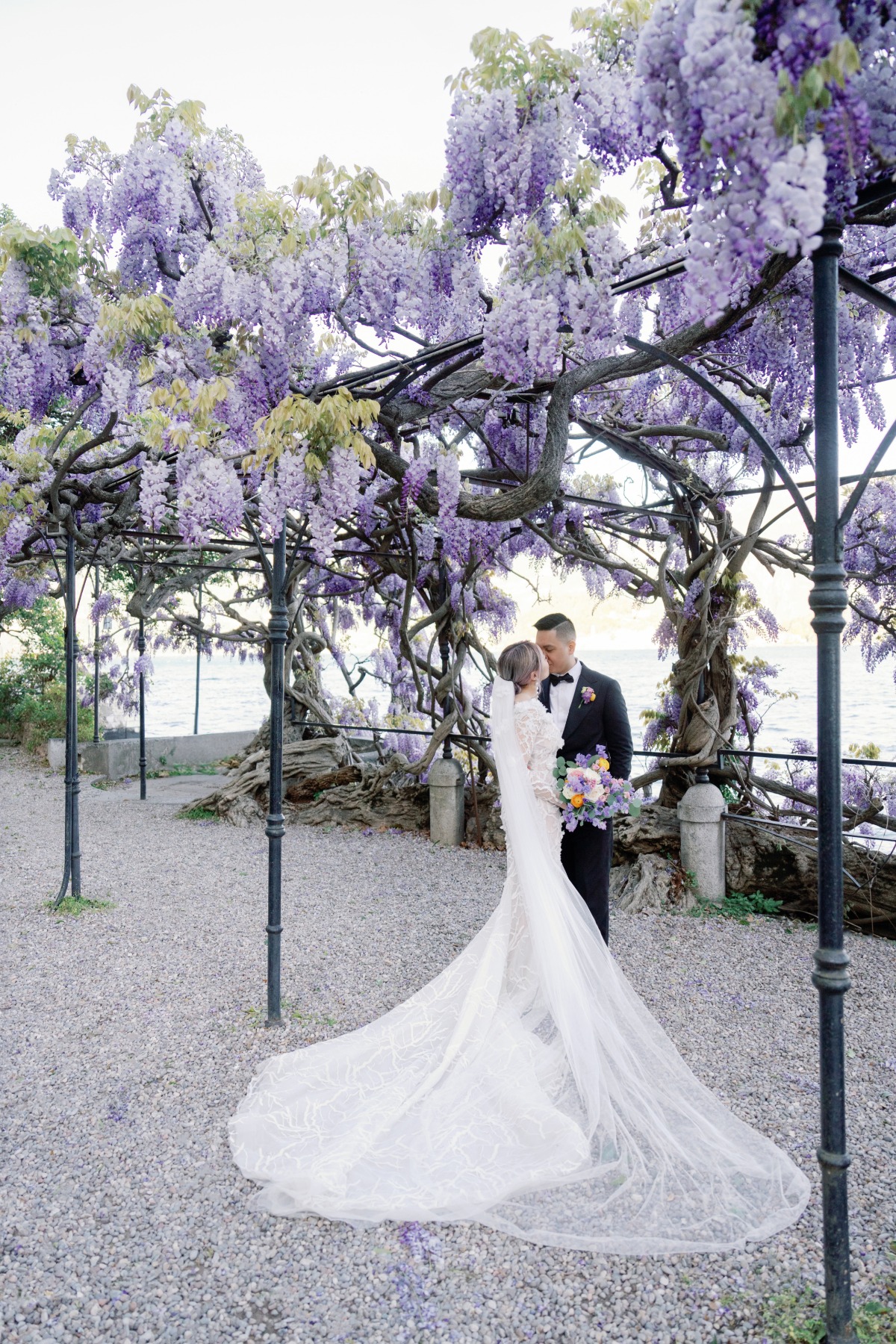 dramatic wisteria tunnel on lake como