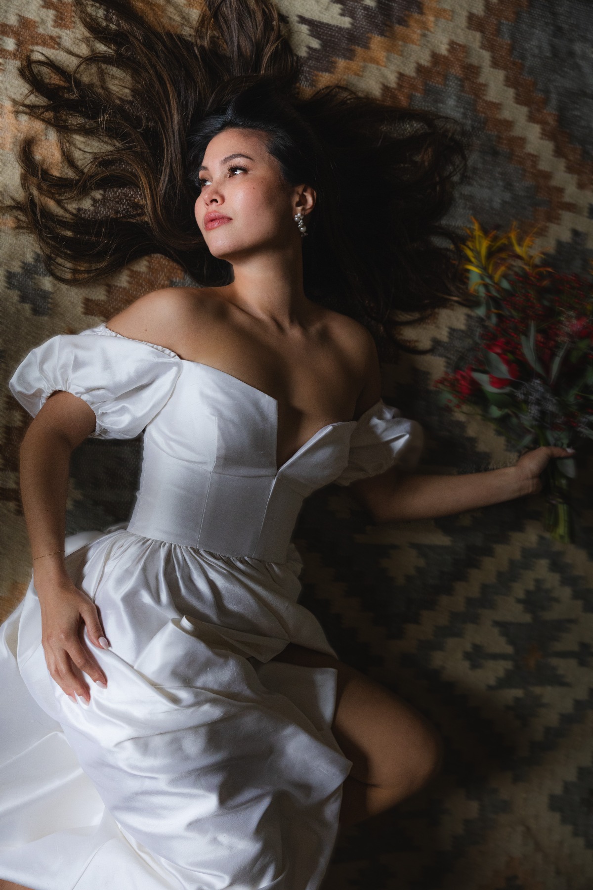 bridal portraits on the floor