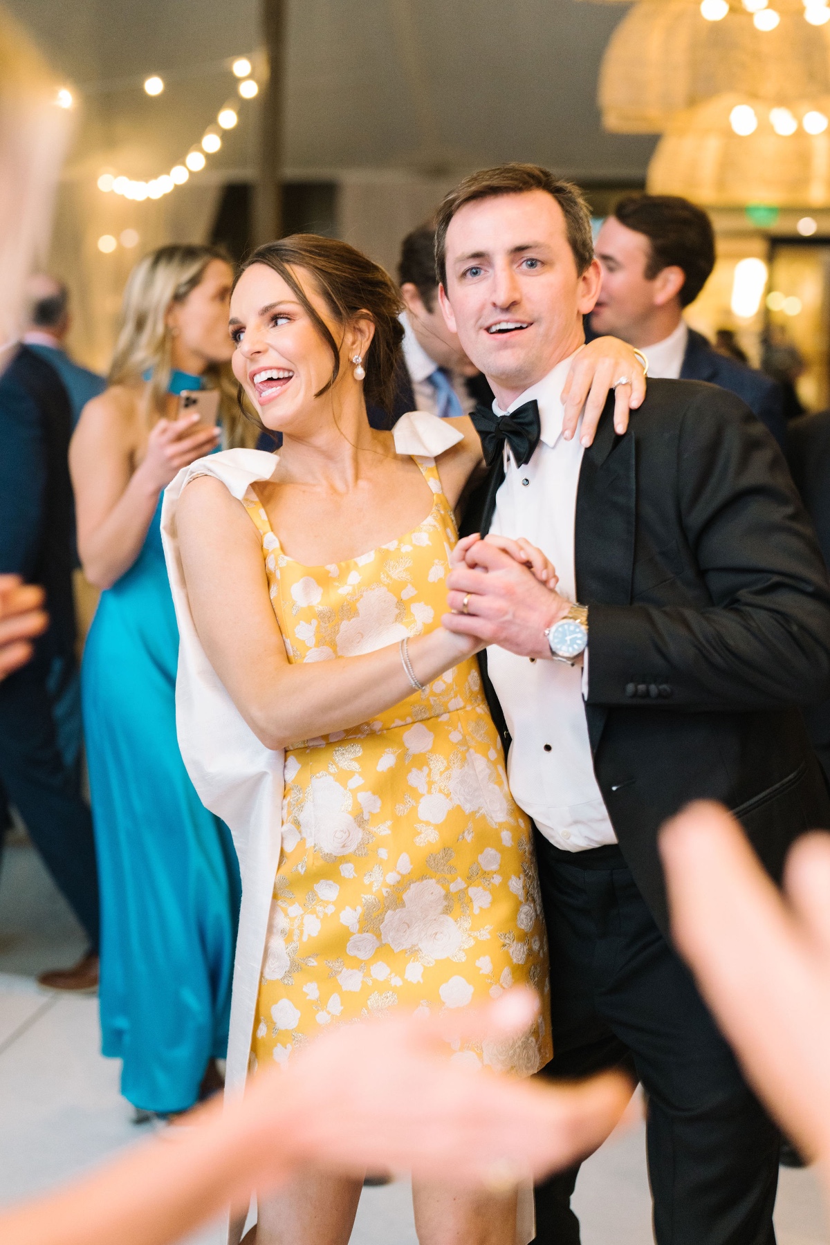yellow reception dress