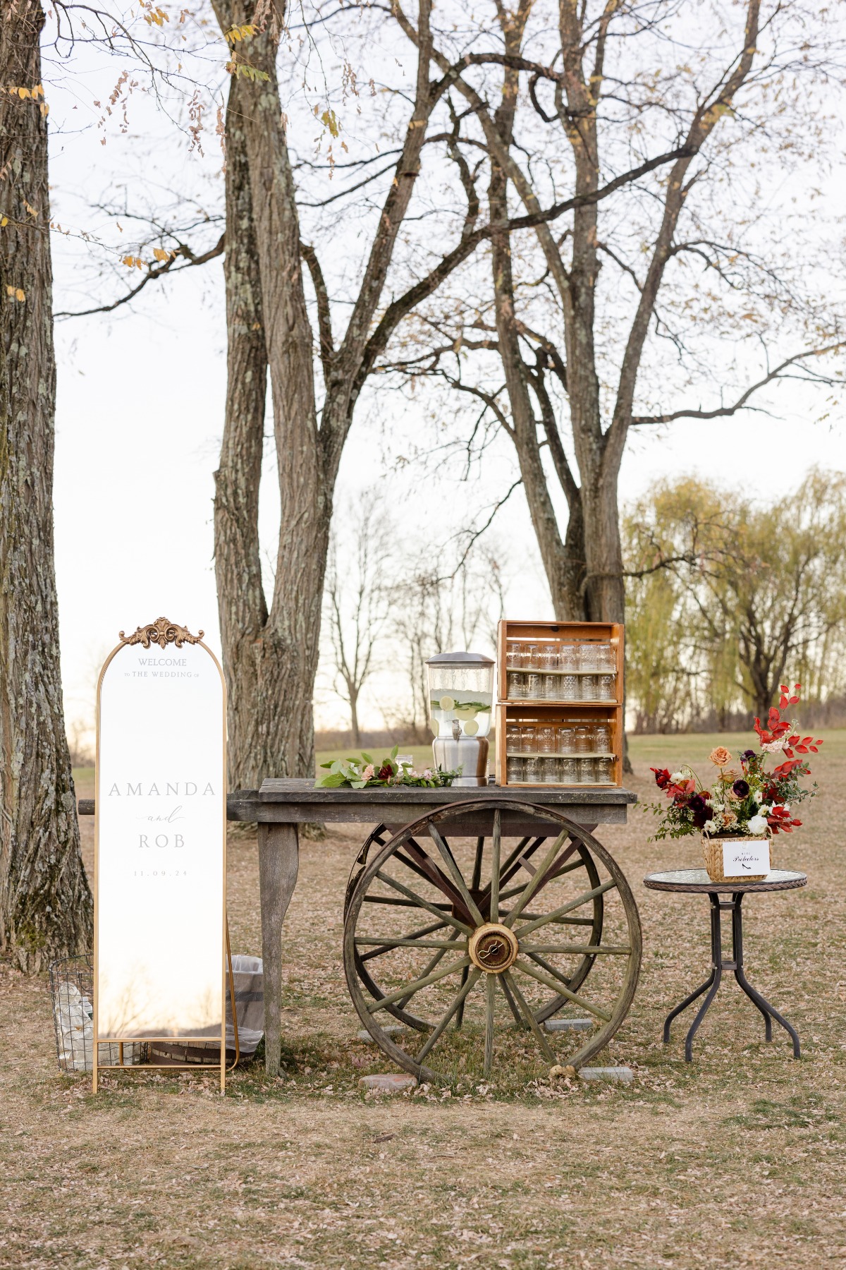 refreshment station for outdoor wedding
