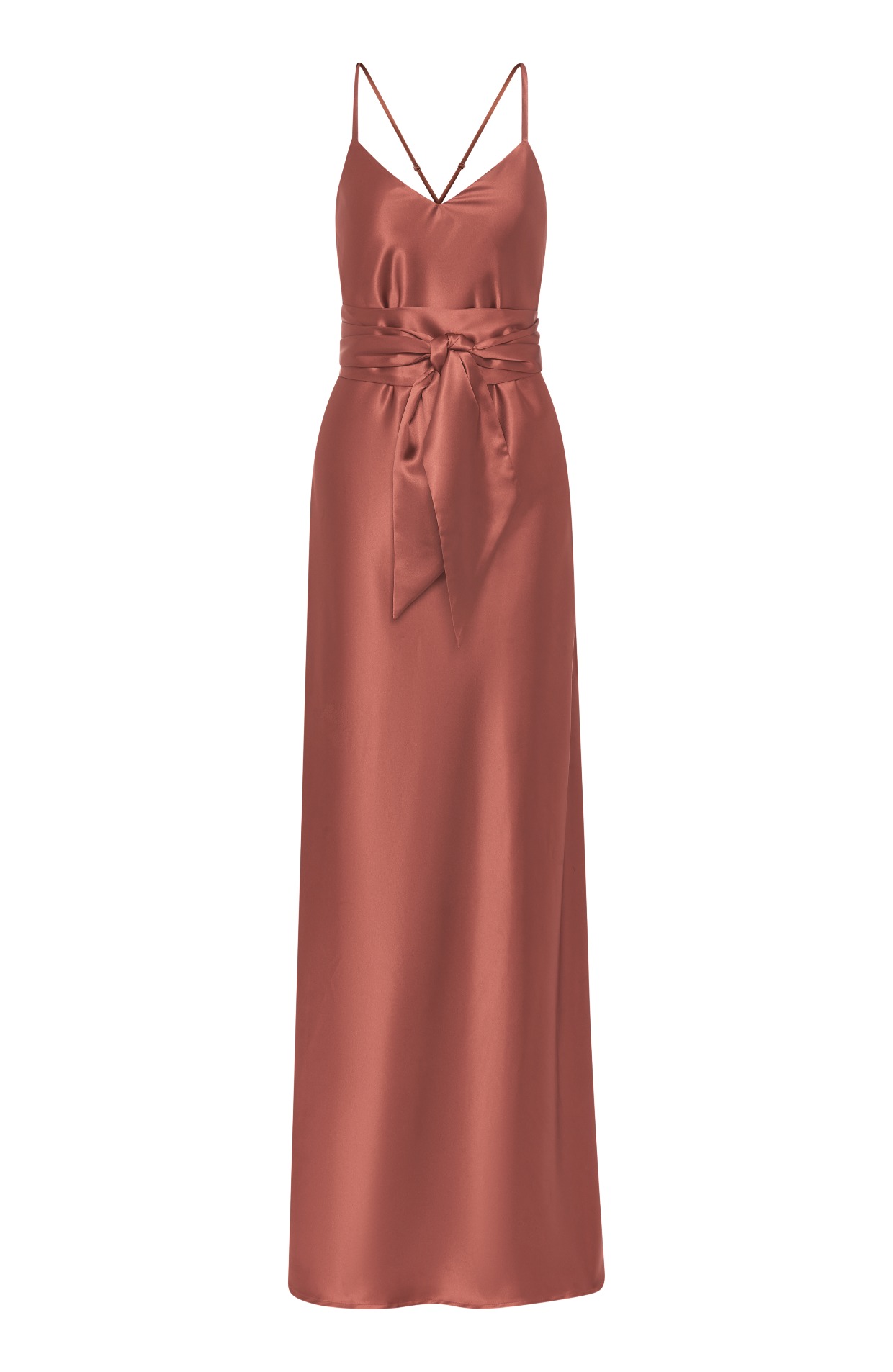 Brooklyn_Satin_Terracotta_Rust_Brown_Strappy_Slip_Bridesmaids_Dress_Waist_Sash_