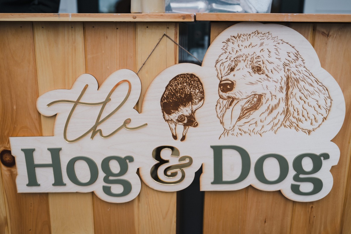 custom wedding bar sign using pets