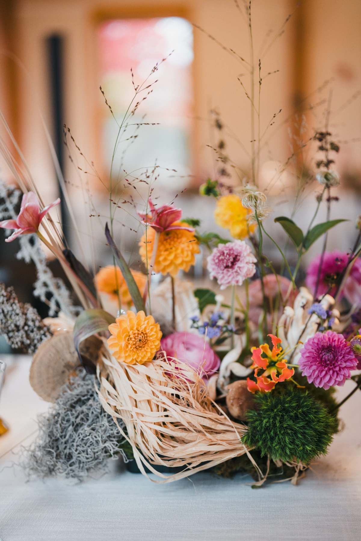 woodsy wildflower centerpiece