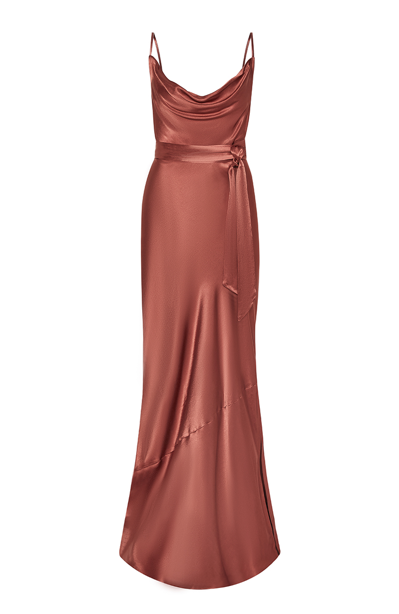 Cowl neck Pollenca dress terracotta_ 3