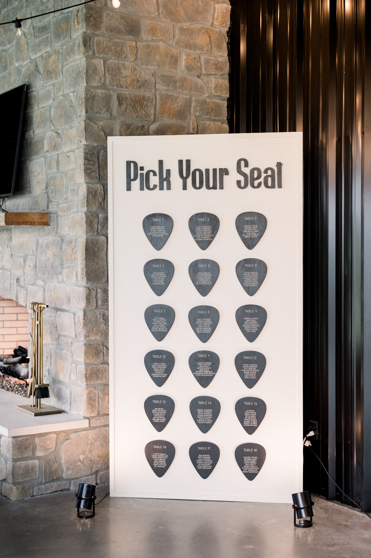 guitar pick wedding escort display